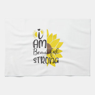 Sunflower Lover I Am Beautiful Strong Kitchen Towel