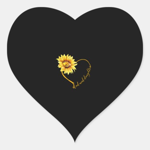Sunflower Lovers  Love Dad And Daughter Heart Sticker