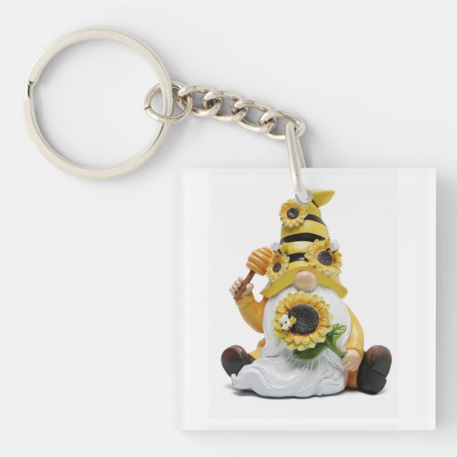 SUNFLOWER LOVING GNOME "KEY CHAIN" KEYCHAIN (Front)