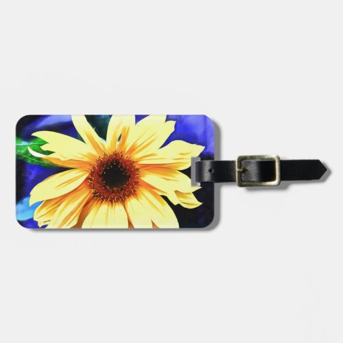 Sunflower Luggage Tag w leather strap