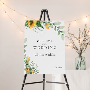 Sunflower Lush Greenery Wedding Welcome Sign