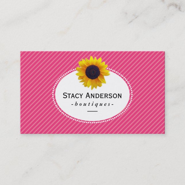 Sunflower | Magenta Stripes Business Card (Front)
