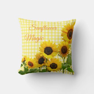 Sunflower Magic Sunshine Happy Yellow White Plaid 
