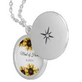 Sunflower Maid of Honor Floral Yellow White Locket Necklace (Front Right)