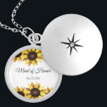 Sunflower Maid of Honor Floral Yellow White Locket Necklace<br><div class="desc">Floral Sunflower Maid of Honor Wedding Necklace with Watercolor Yellow Sunflowers on a white background.</div>