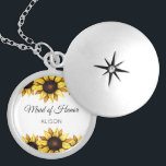 Sunflower Maid of Honor Floral Yellow White Locket Necklace<br><div class="desc">Floral Sunflower Maid of Honor Wedding Necklace with Watercolor Yellow Sunflowers on a white background.</div>