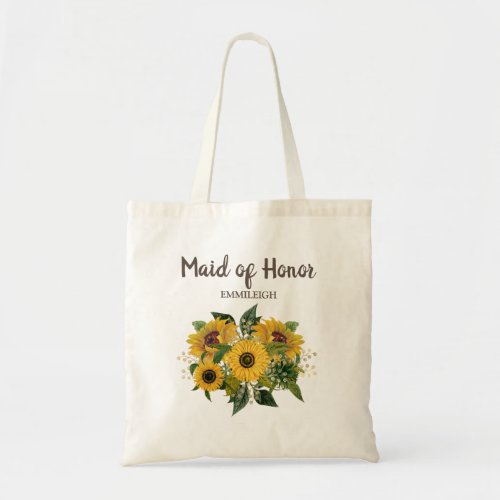 Sunflower Maid of Honor Tote Bag