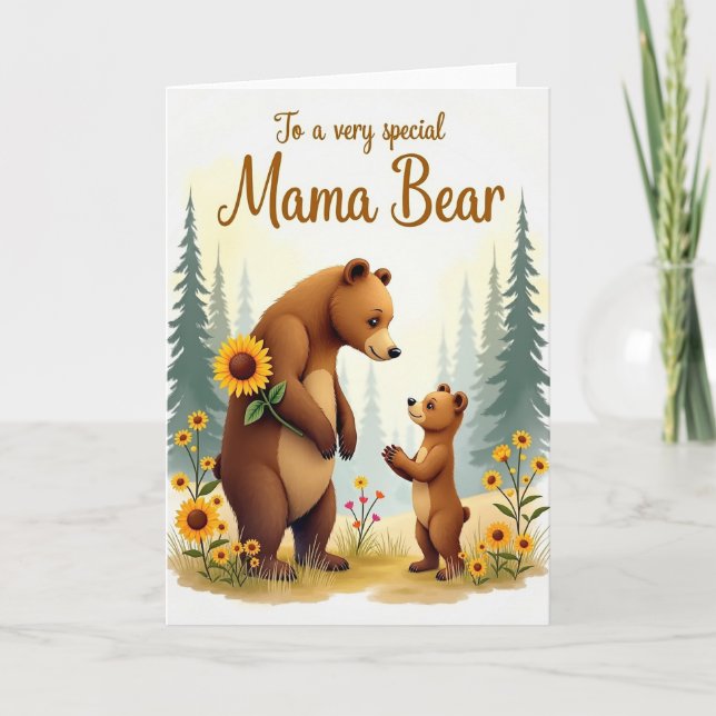 Sunflower Mama Bear Love Card (Front)