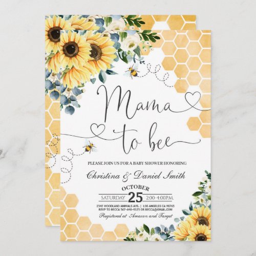 Sunflower Mama to Bee Baby Shower Invitation