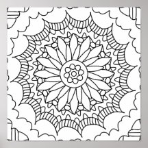 Sunflower Mandala Coloring Poster