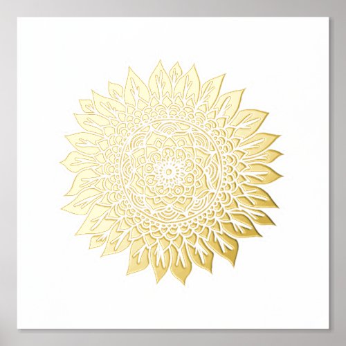 Sunflower Mandala Gold Foil Art Print