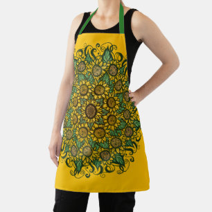 Sunflower Mandala Nature Lover Sunflowers Floral Apron