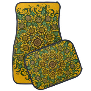Sunflower Mandala Nature Lover Sunflowers Floral Car Floor Mat