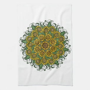 Sunflower Mandala Nature Lover Sunflowers Floral Kitchen Towel