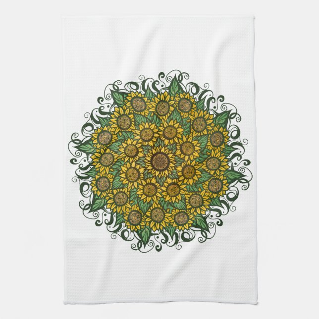 Sunflower Mandala Nature Lover Sunflowers Floral   Kitchen Towel (Vertical)