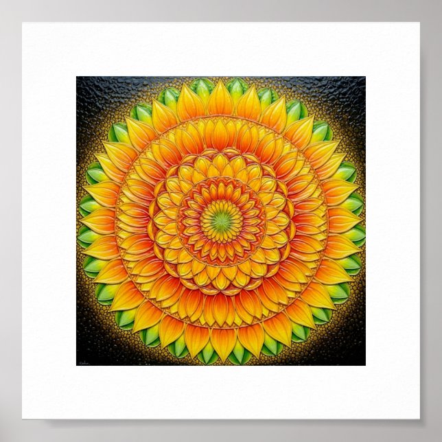 "Sunflower Mandala of Light – Sacred Geometry Art" Poster (Front)