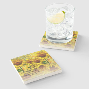 Sunflower Marble Coasters – True Friends Quote