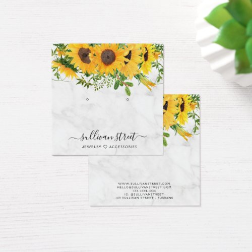 Sunflower Marble Earrings Jewelry Display Card