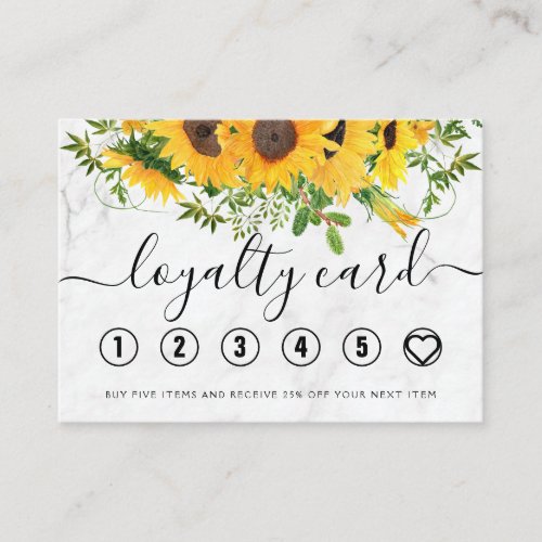 Sunflower Marble Hand Lettering Circles Loyalty Card