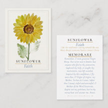 Sunflower Marian Garden Holy Prayer Card | Faith