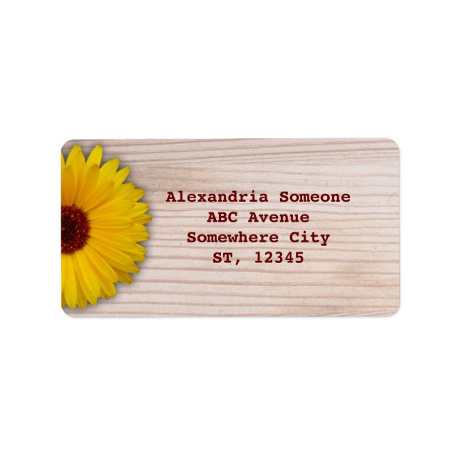 Sunflower Marigold on Rustic Wooden Boards Label (Front)