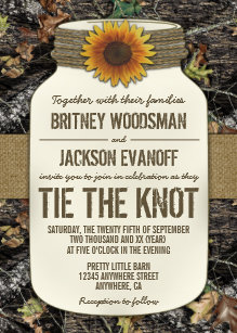 Camo Wedding Invitations Zazzle Sunflower Mason Jar Camo Wedding Invitations