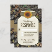 Sunflower Mason Jar Camo Wedding RSVP Cards (Front/Back)