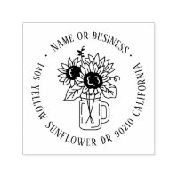Sunflower Mason Jar Custom Name Return Address