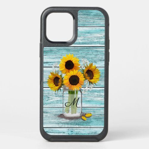 Sunflower Mason Jar Monogram OtterBox iPhone Case