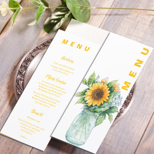 Sunflower Mason Jar Wedding Reception Dinner Menu