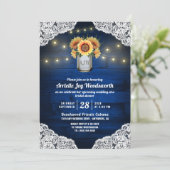 Sunflower Mason Jar Wood Bridal Shower Invitations (Standing Front)