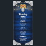 Sunflower Mason Jar Wood Lace Wedding Menu Cards<br><div class="desc">Sunflower Mason Jar Wood Lace Wedding Menu Cards - feature a blue barn wood background trimmed with lace and decorated with warm colored string twinkle lights. The design also features a bouquet of sunflowers inside a mason jar that you can customize the initials to those of your choice. The back...</div>