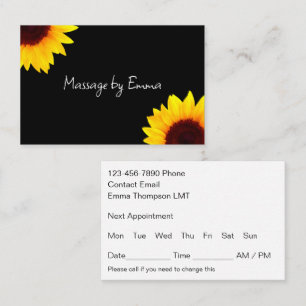 Sunflower Massage Appointment Business Cards 
