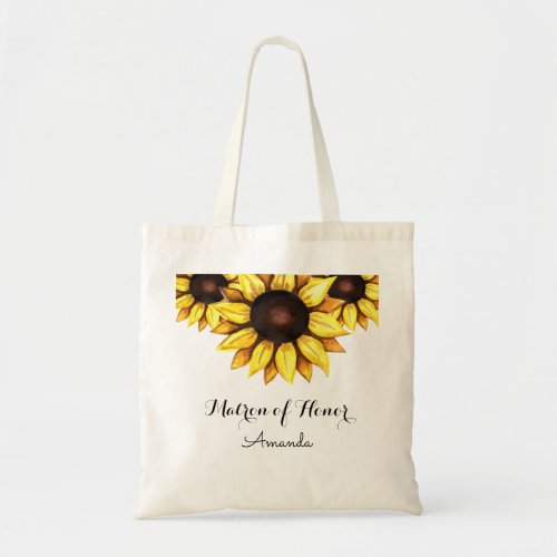 Sunflower Matron of Honor Wedding Tote Bag