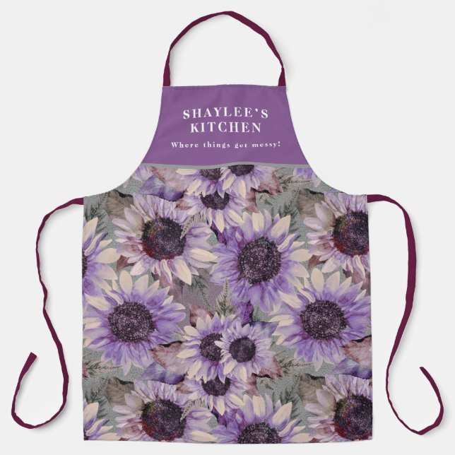 Sunflower Mauve Patterned Apron (Front)