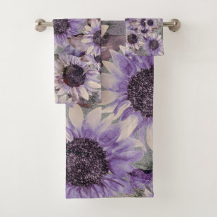 Sunflower Mauve Patterned  Bath Towel Set