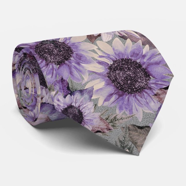 Sunflower Mauve Patterned  Neck Tie (Rolled)