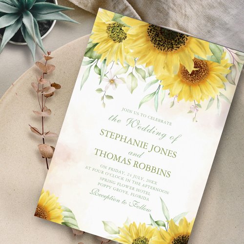 Sunflower Meadow Couple Photo Wedding Invitation