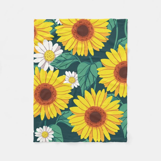 Sunflower Meadow Fleece Blanket (Front)