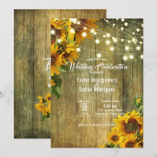Sunflower Meadow | Rustic Floral Design Invitation (Front/Back)