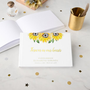 Sunflower Memorial Forever in our Hearts Funeral Foil Guest Book