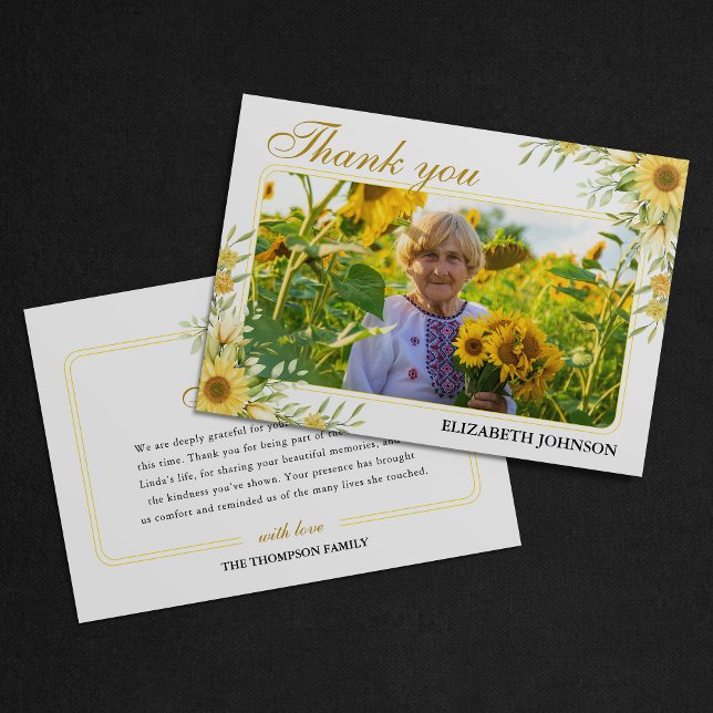 Sunflower Memorial In Loving Memory Thank You Card (Creator Uploaded)