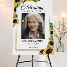 Sunflower Memorial Photo Celebration of Life Sign
