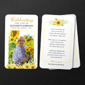 Sunflower Memorial Photo Funeral Prayer Card