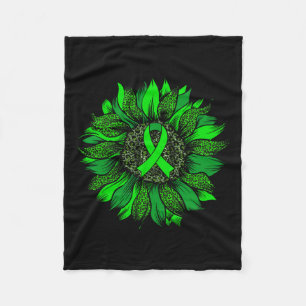 Sunflower Mental Health Awareness Green Ribbon Wom Fleece Blanket