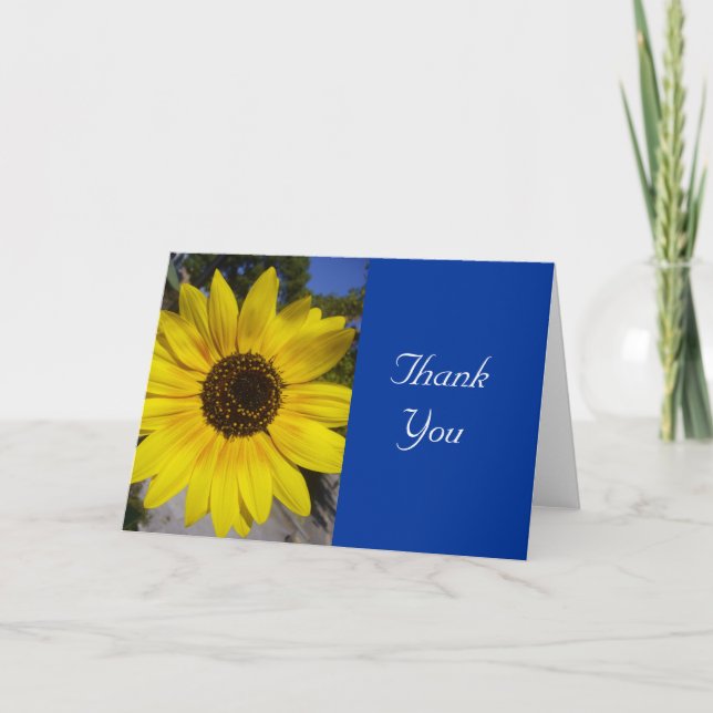 sunflower message letterpress thank you card (Front)