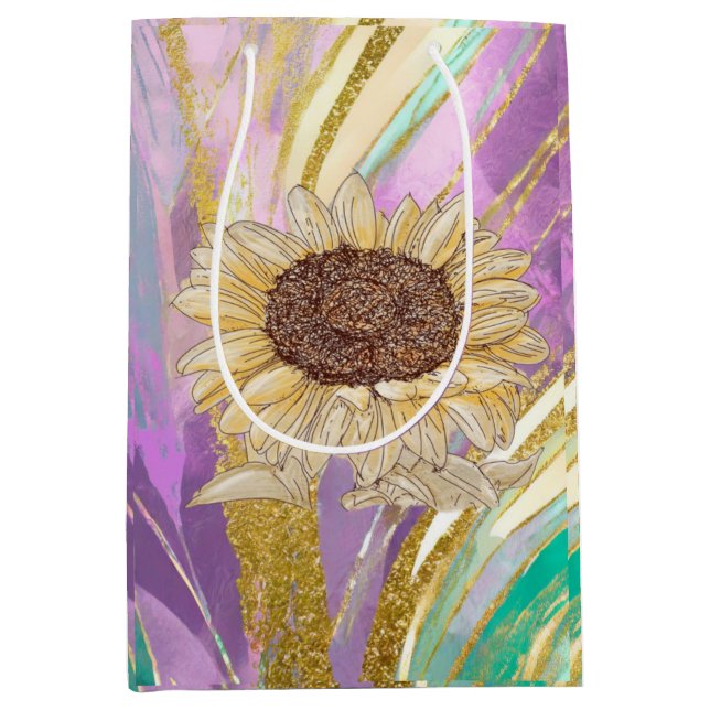 Sunflower Metallic Floral Gift Bag (Front)
