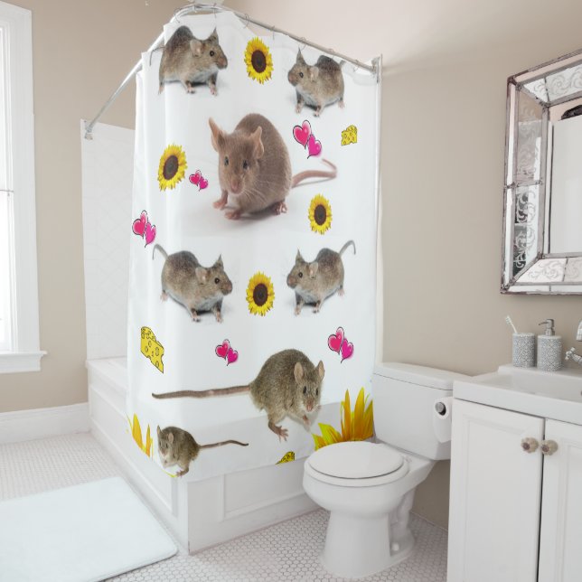 Sunflower Mice Shower Curtain (In Situ)