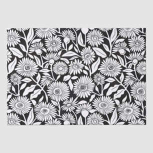 Sunflower Minimal Monochrome Black White Tissue Paper