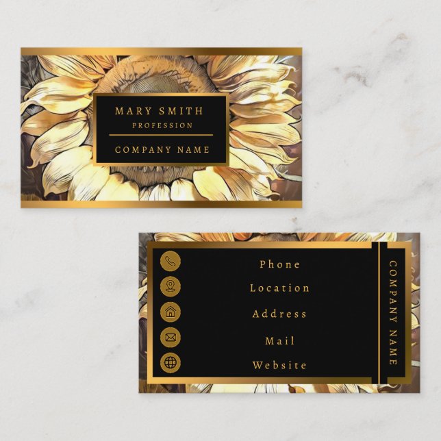 Sunflower Mirror Modern Art Collection Business Card (Front/Back)
